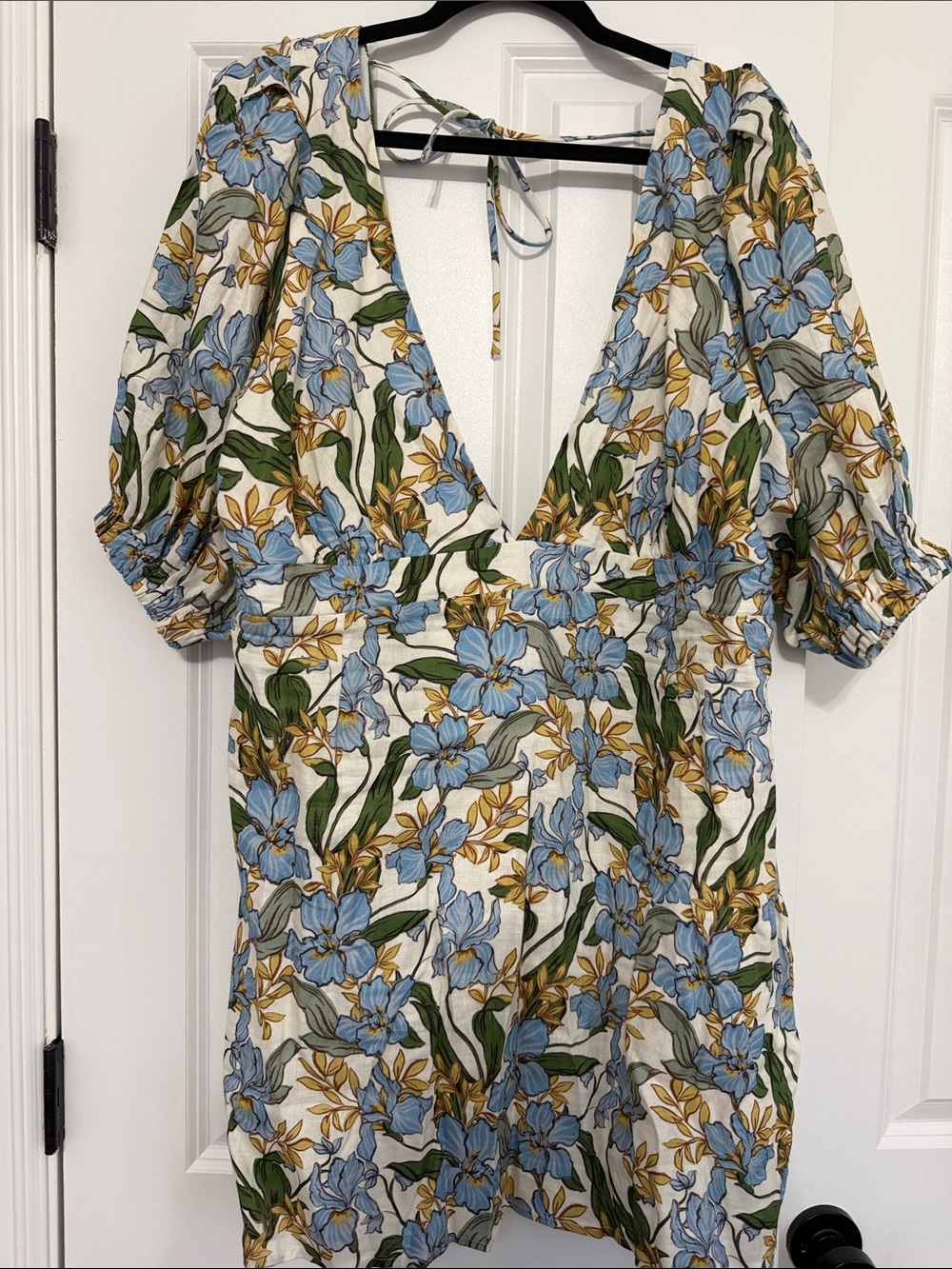 Showpo White Floral Mini Dress with Blue and Green Print